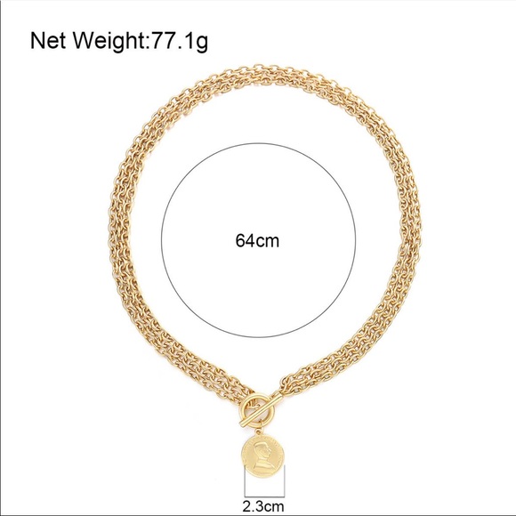 NEW 18K MULTI LAYERED COIN LONG PENDANT NECKLACE, NICE NECKLACE, CUTE NECKLACE - Picture 7 of 7